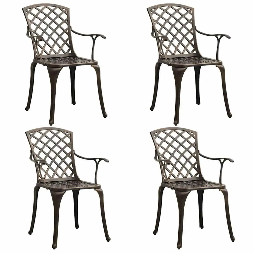 5 Piece Bistro Set Cast Aluminium Outdoor Furniture Brown