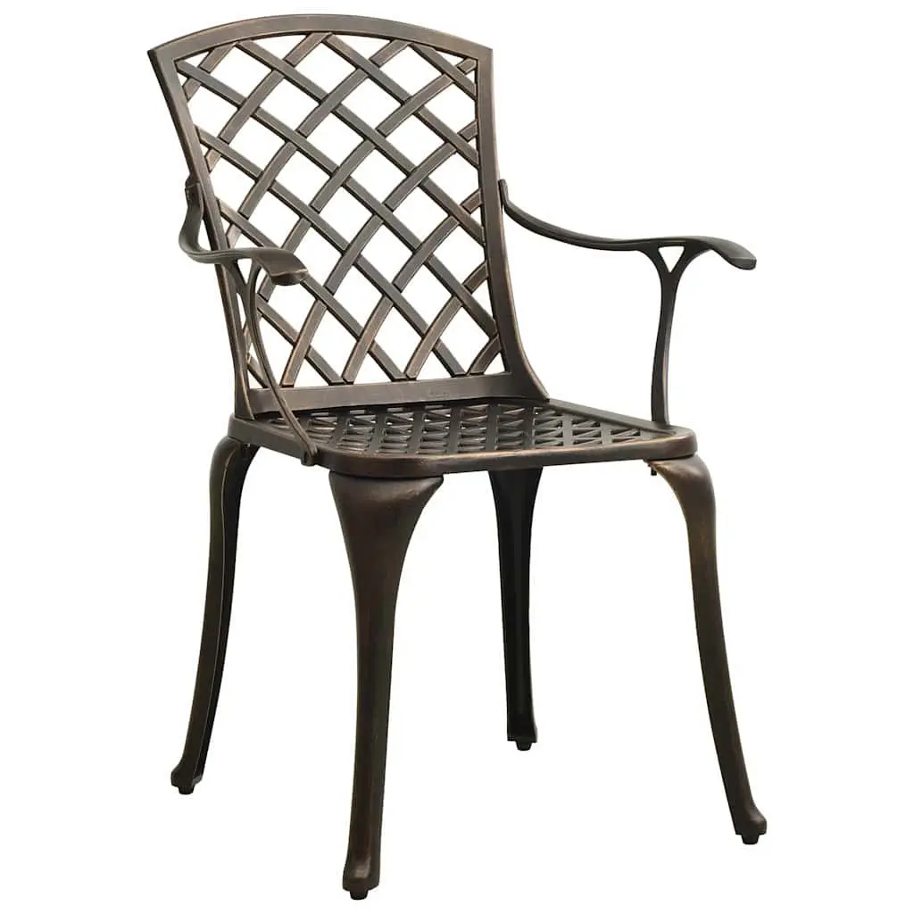 5 Piece Bistro Set Cast Aluminium Outdoor Furniture Brown