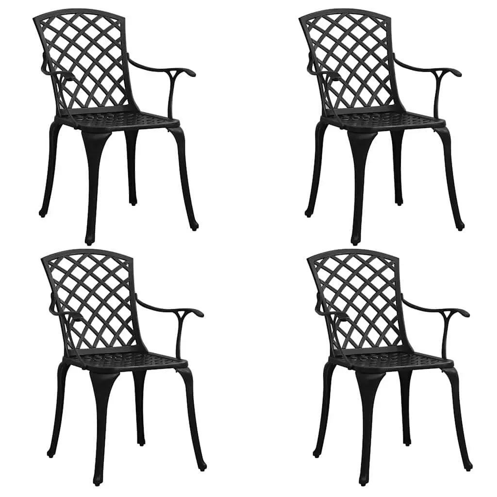 5 Piece Bistro Set Cast Aluminium Black Outdoor Furniture Garden Patio Seating