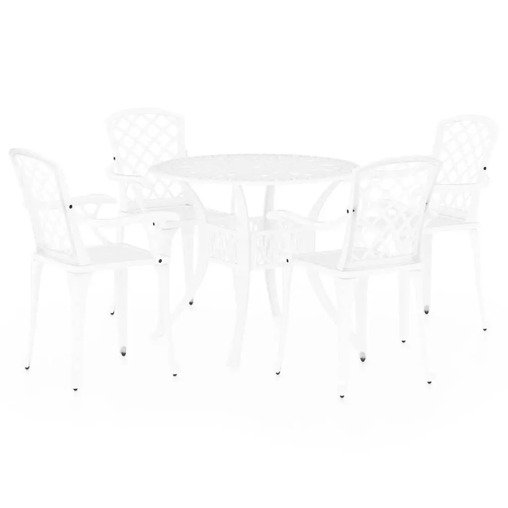 Outdoor Bistro Set Cast Aluminium White 5 Piece