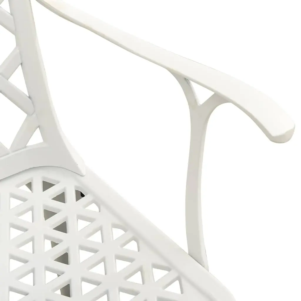 Outdoor Bistro Set Cast Aluminium White 5 Piece