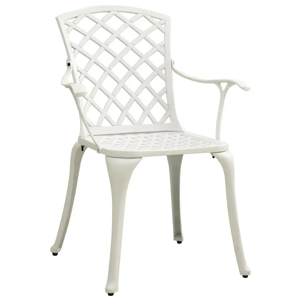 Outdoor Bistro Set Cast Aluminium White 5 Piece