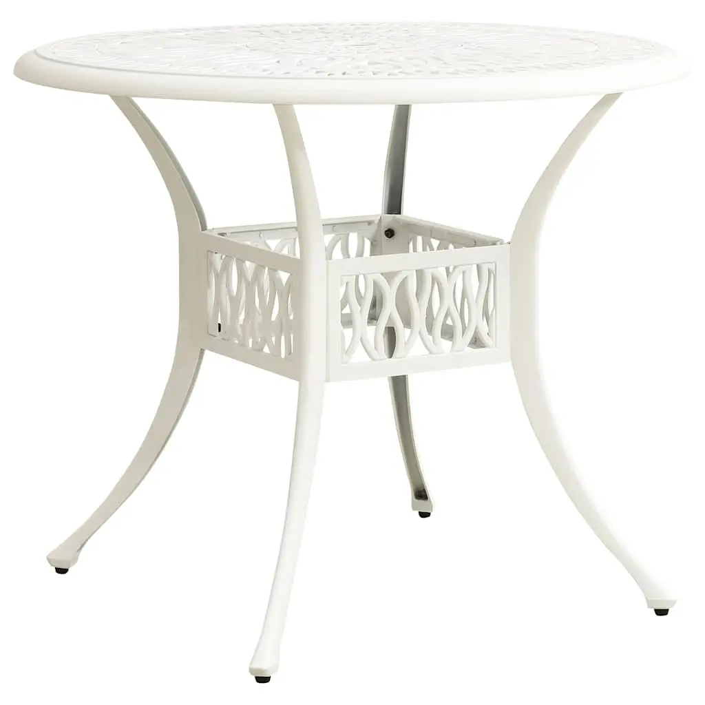 Outdoor Bistro Set Cast Aluminium White 5 Piece