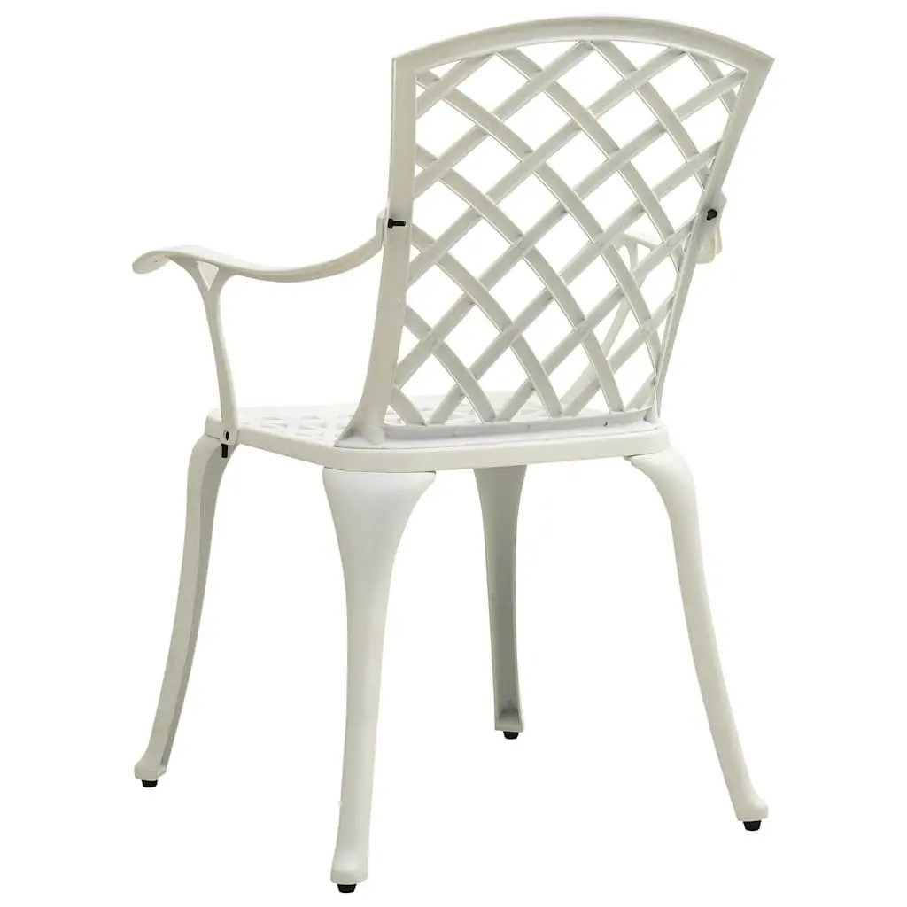 Outdoor Bistro Set Cast Aluminium White 5 Piece