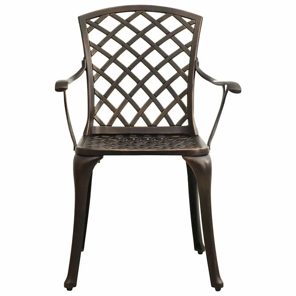 Outdoor Furniture Set 5 Piece Cast Aluminium Brown Bistro Table and Chairs