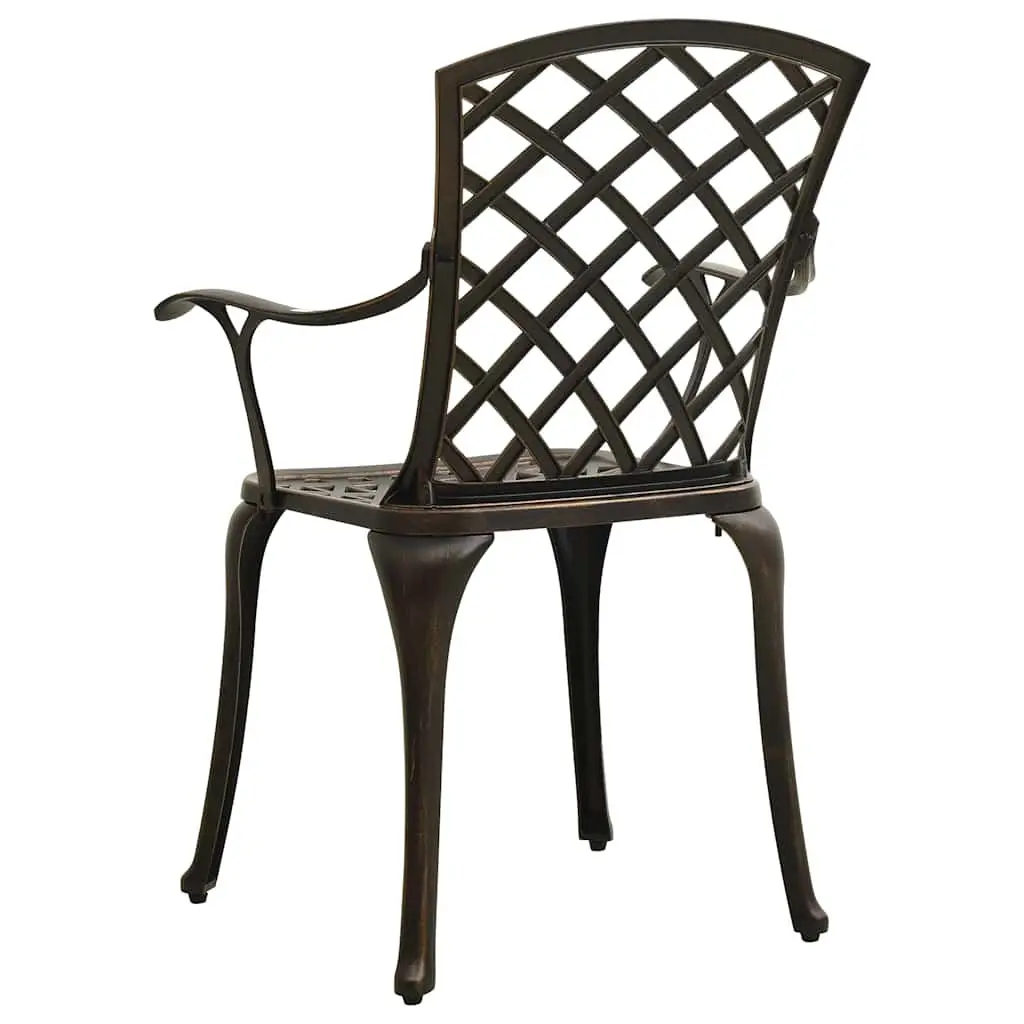 Outdoor Furniture Set 5 Piece Cast Aluminium Brown Bistro Table and Chairs