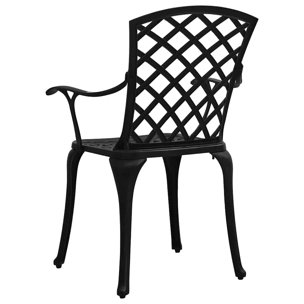 5 Piece Bistro Set Cast Aluminium Black Outdoor Furniture Table Chairs