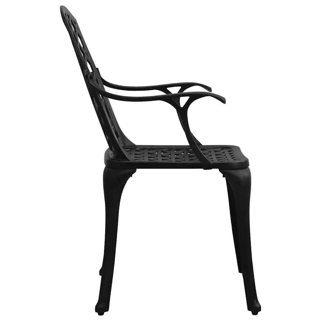 5 Piece Bistro Set Cast Aluminium Black Outdoor Furniture Table Chairs