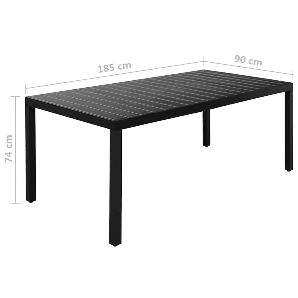 Aluminium Black Garden Dining Set with WPC Table and Textilene Chairs 9 Piece Outdoor Furniture