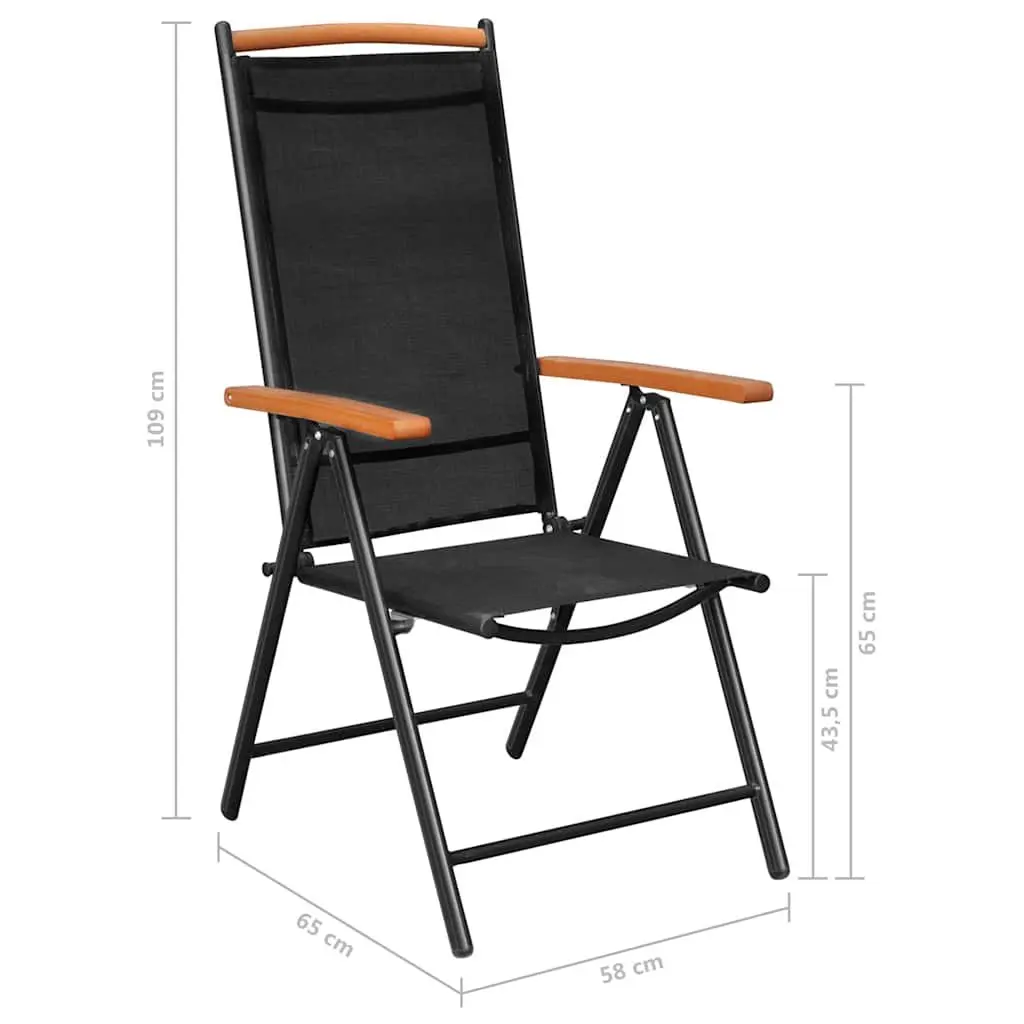 Aluminium Black Garden Dining Set with WPC Table and Textilene Chairs 9 Piece Outdoor Furniture