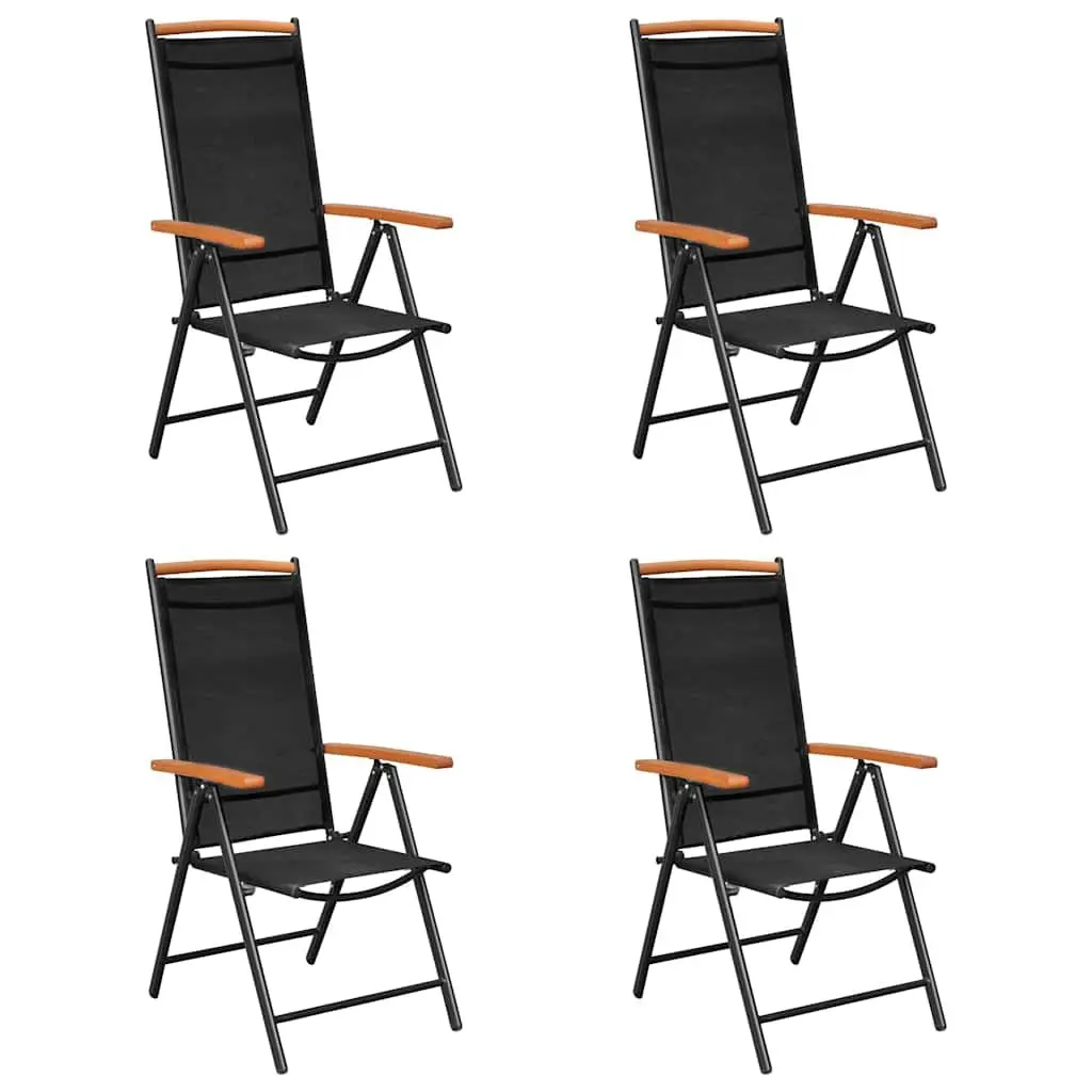 5 Piece Folding Garden Dining Set Adjustable Black Aluminium Frame with WPC Top