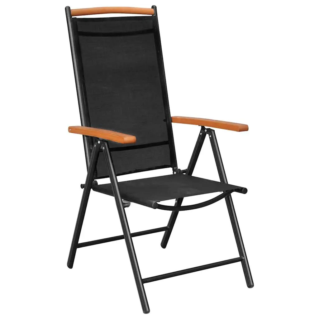 5 Piece Folding Garden Dining Set Adjustable Black Aluminium Frame with WPC Top
