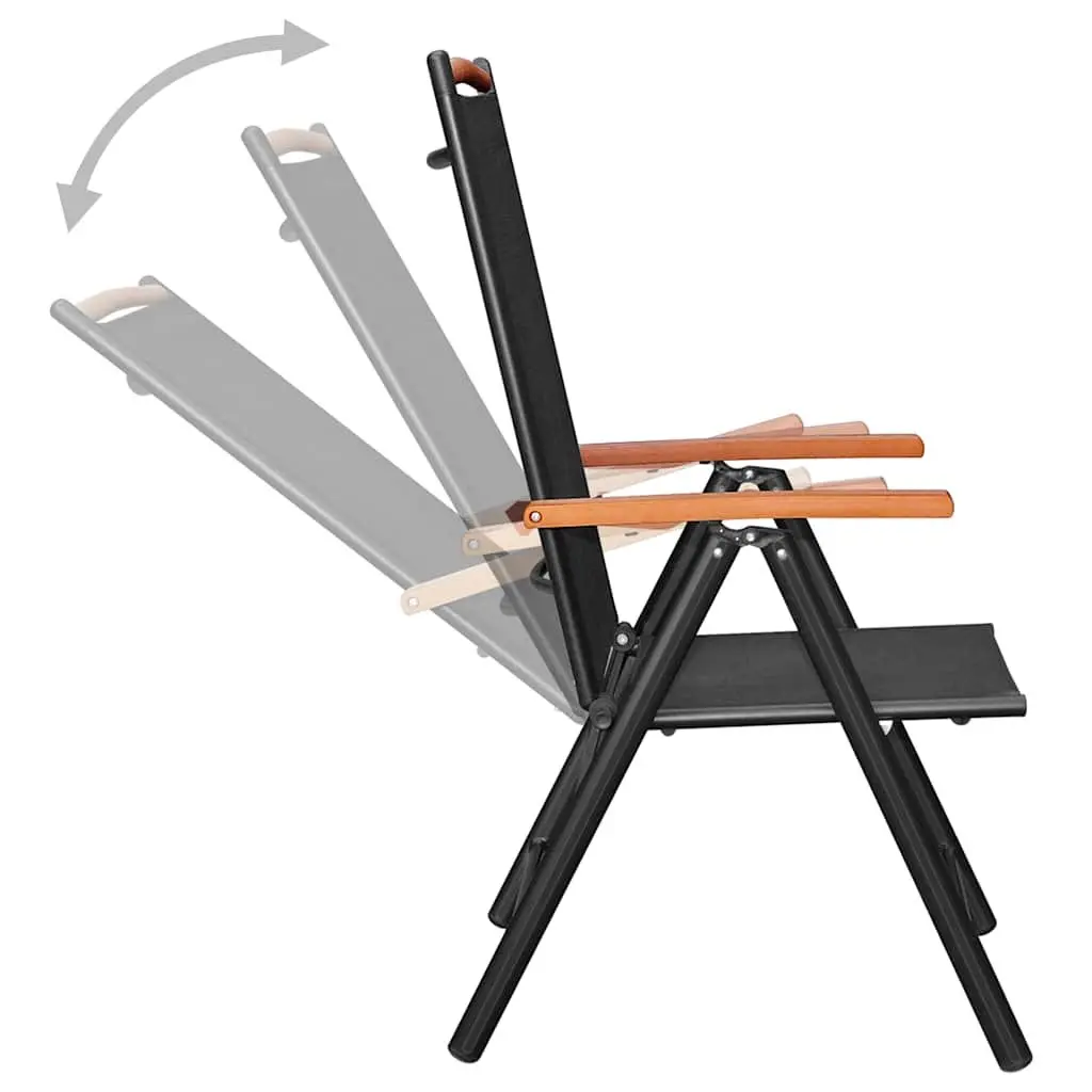 5 Piece Folding Garden Dining Set Adjustable Black Aluminium Frame with WPC Top