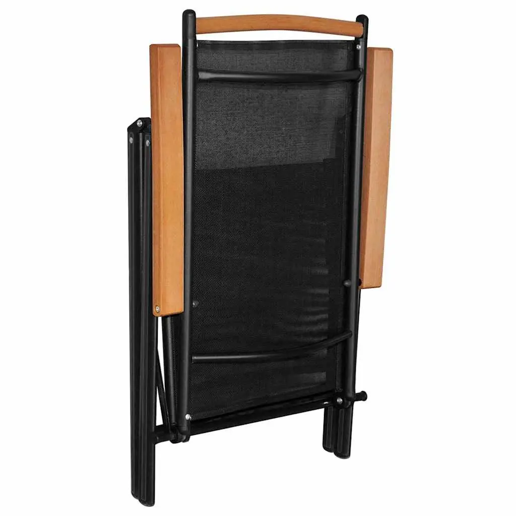 5 Piece Folding Garden Dining Set Adjustable Black Aluminium Frame with WPC Top
