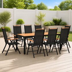 Friendly 9 Piece Garden Dining Set with Adjustable Chairs