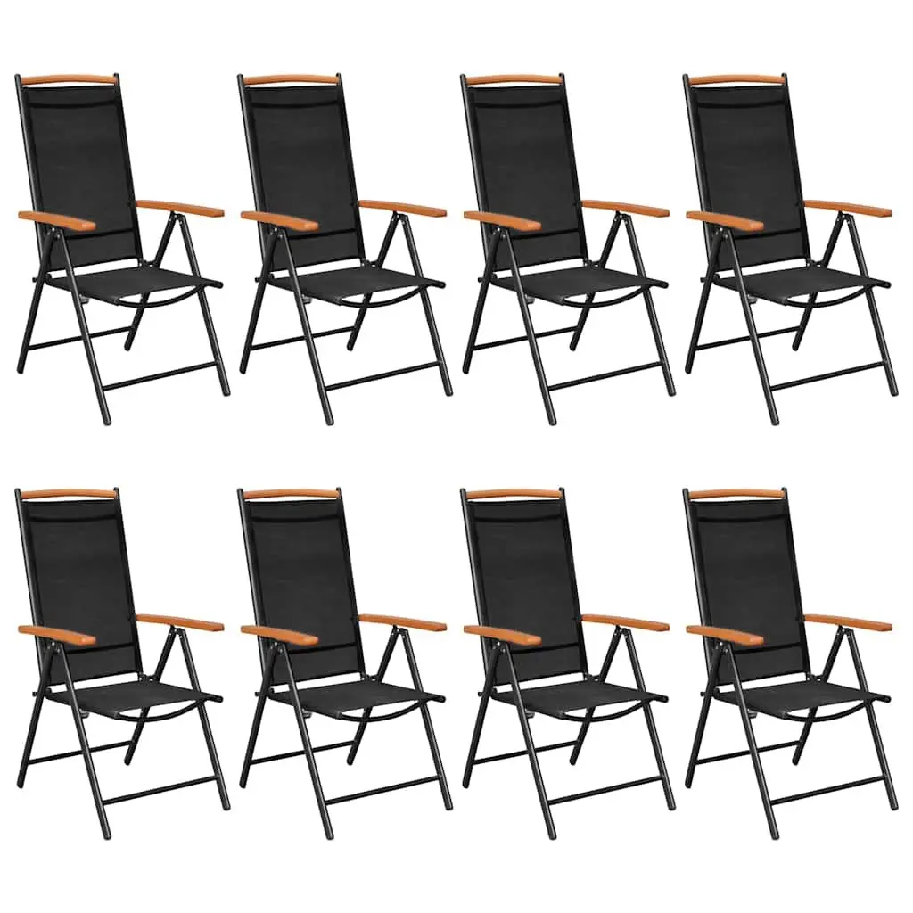 Outdoor Dining Set 9 Piece Black Aluminium Table and Chairs Powder-coated Frame
