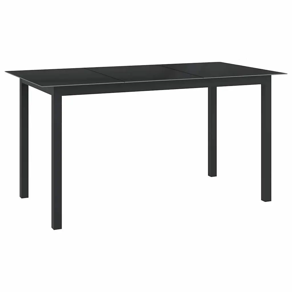 7 Piece Garden Dining Set Anthracite Aluminium Frame Glass Table Outdoor