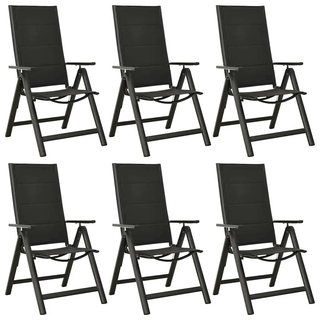 Garden Dining Set 7 Piece Aluminium Frame Glass Table Adjustable Backrests