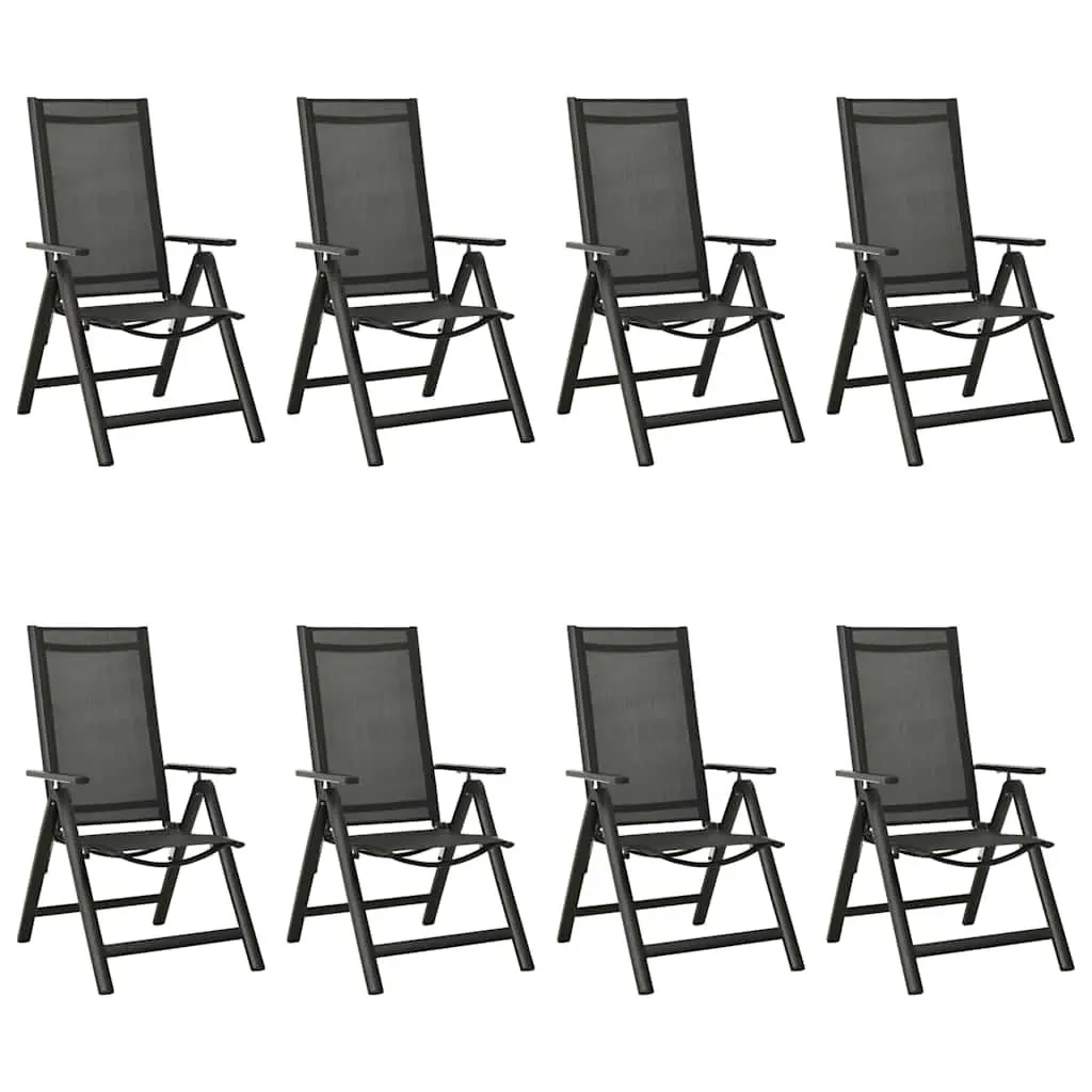 Garden Dining Set Anthracite 9 Piece Outdoor Furniture with Adjustable Chairs and Glass Table