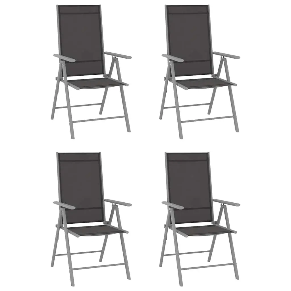 5 Piece Garden Dining Set Aluminium Frame Textilene Chairs Glass Tabletop