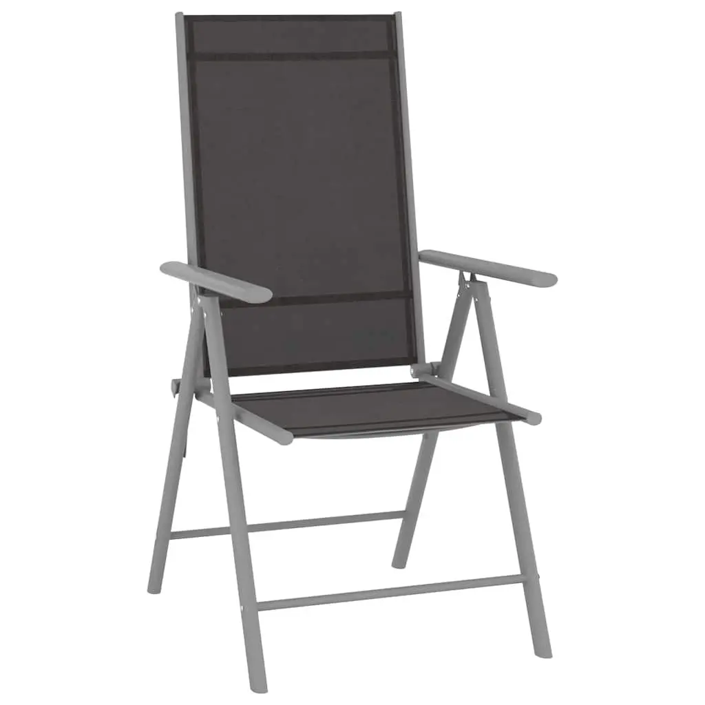 5 Piece Garden Dining Set Aluminium Frame Textilene Chairs Glass Tabletop