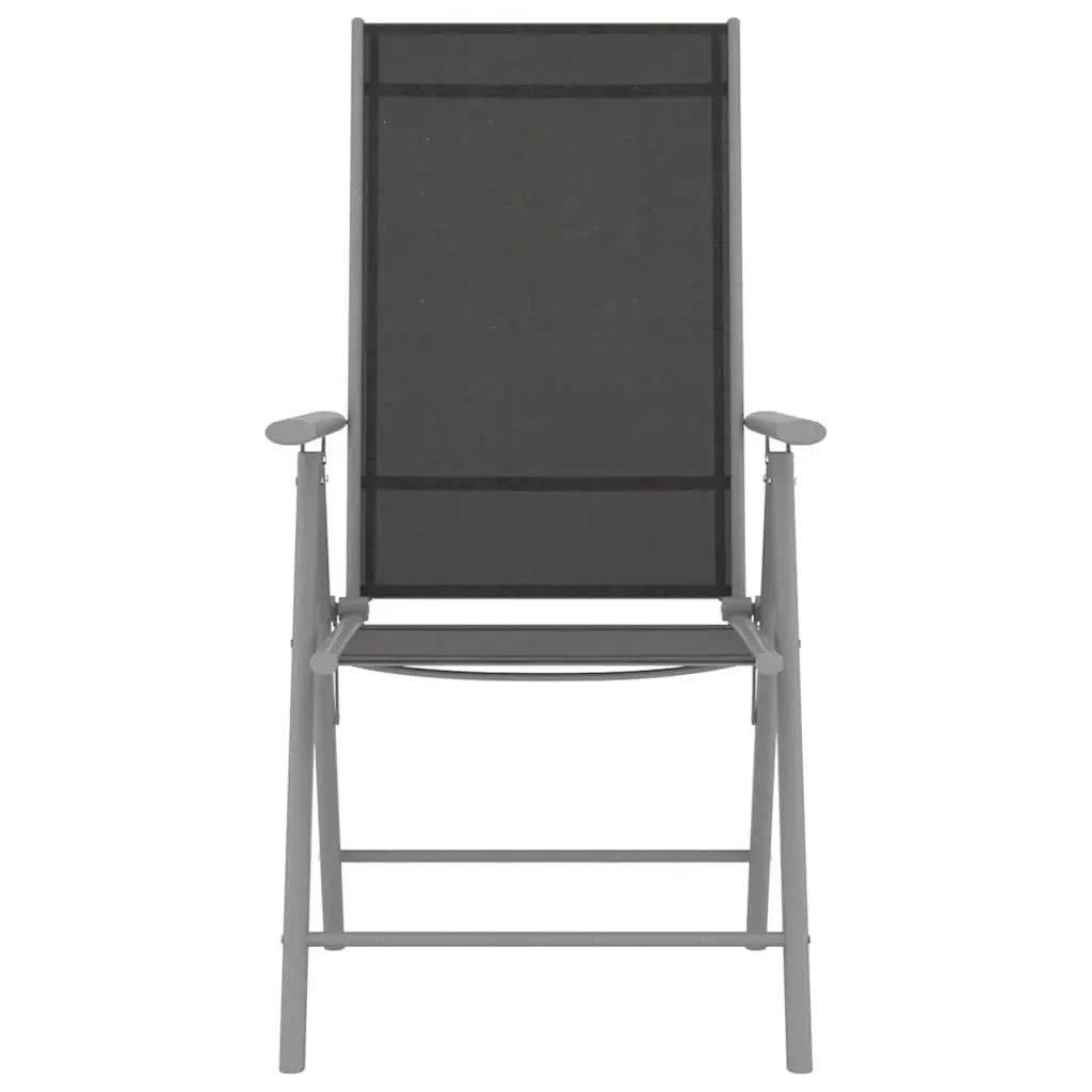 5 Piece Garden Dining Set Aluminium Frame Textilene Chairs Glass Tabletop