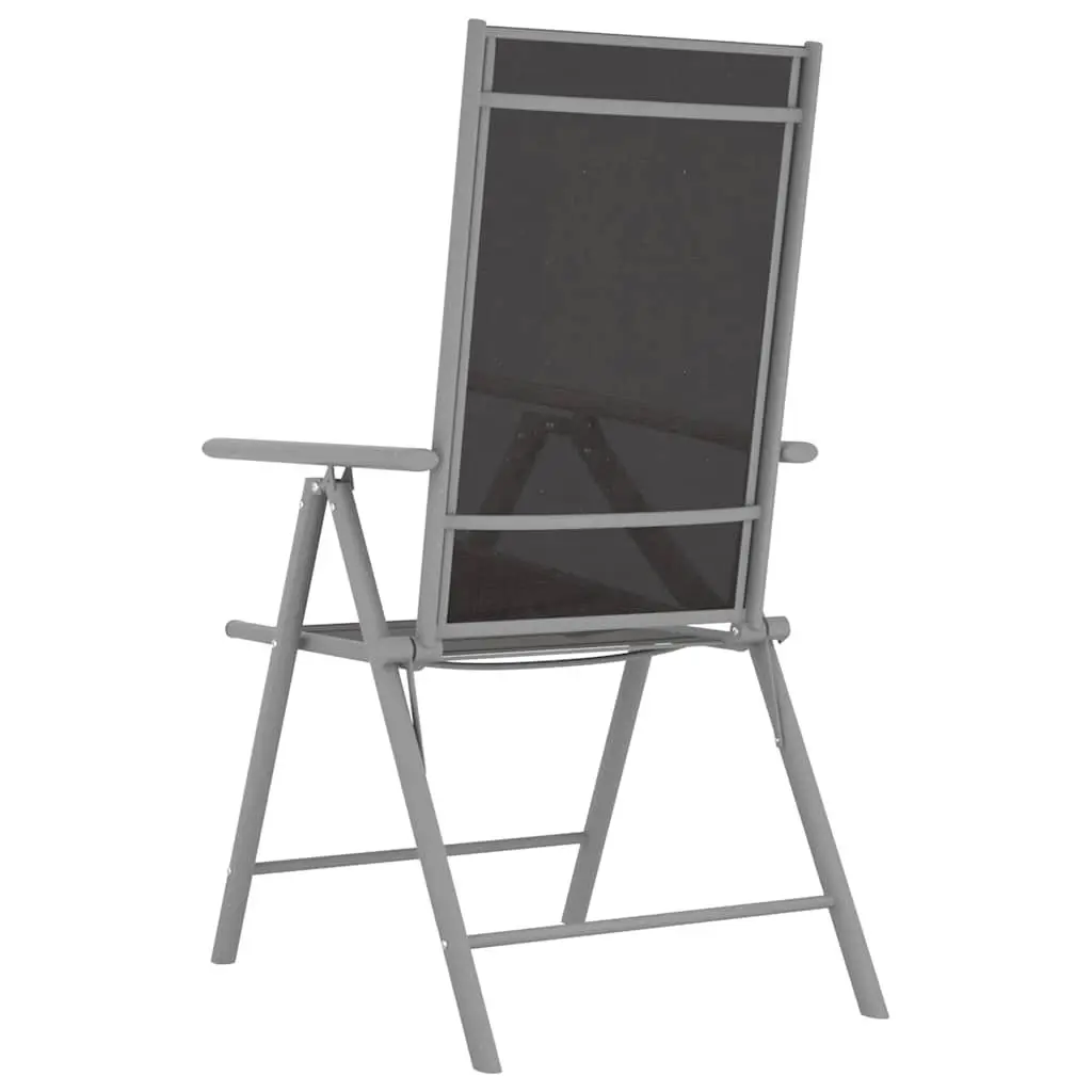 5 Piece Garden Dining Set Aluminium Frame Textilene Chairs Glass Tabletop