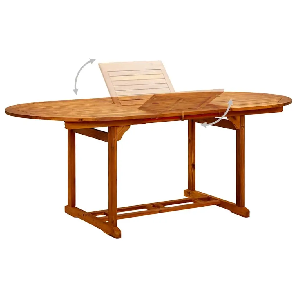 7 Piece Garden Dining Set Outdoor Acacia Wood Table with Steel Frame and PE Rattan Chairs