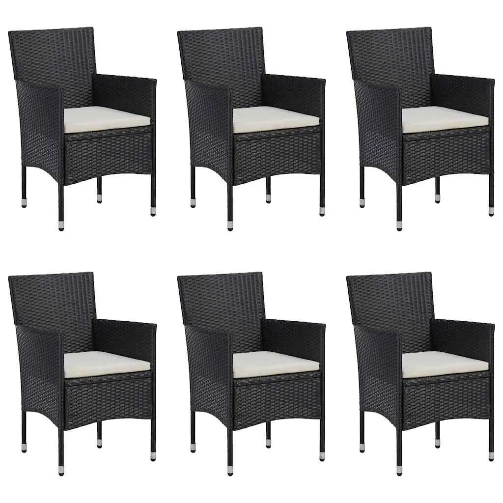 7 Piece Garden Dining Set Outdoor Acacia Wood Table with Steel Frame and PE Rattan Chairs