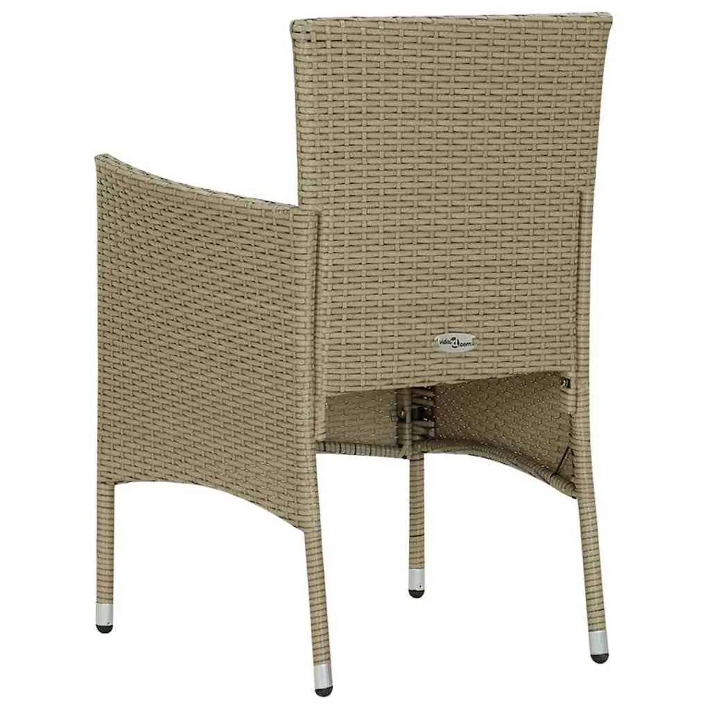 Garden Dining Set 7 Piece Outdoor Table Chairs Poly Rattan Beige