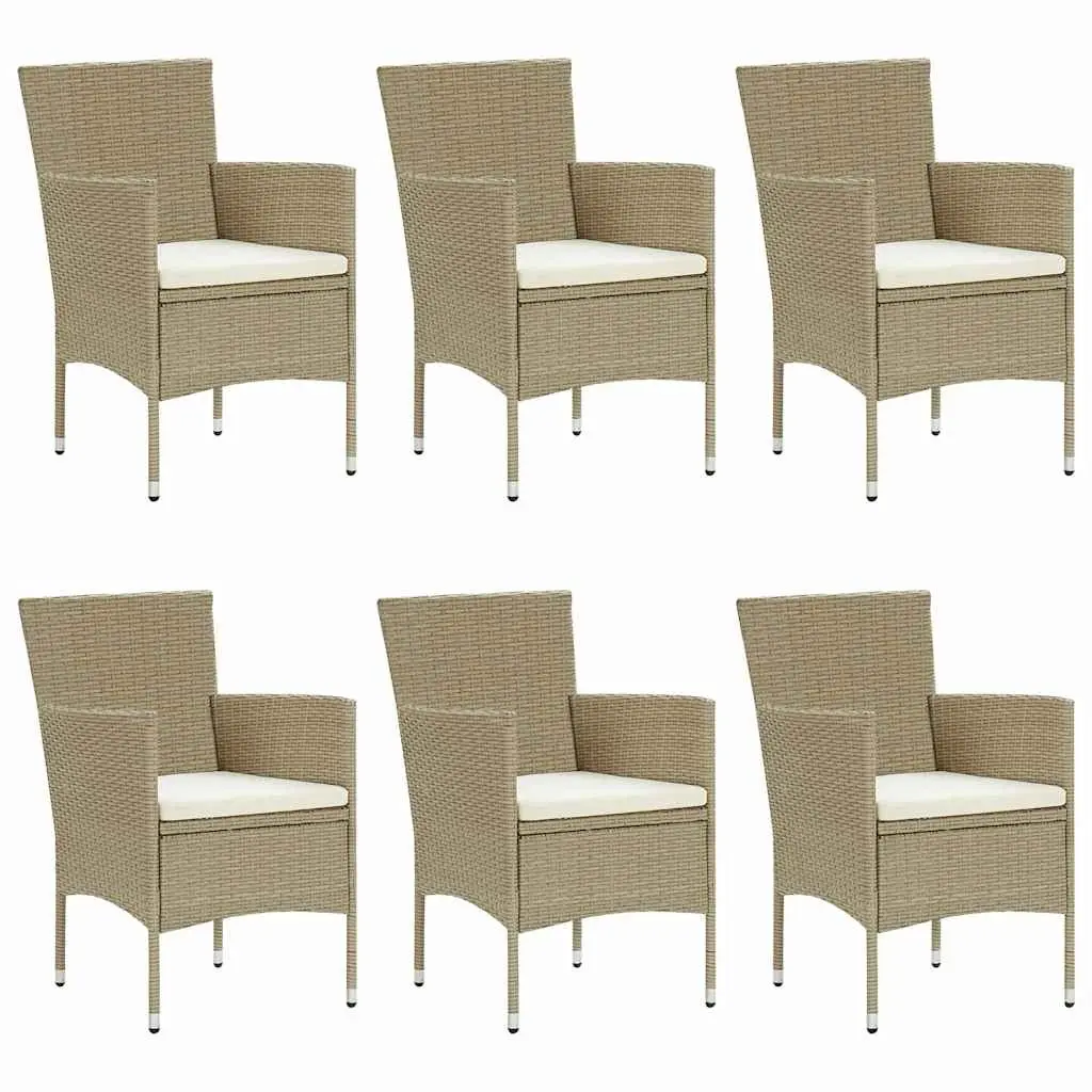 Garden Dining Set 7 Piece Outdoor Table Chairs Poly Rattan Beige