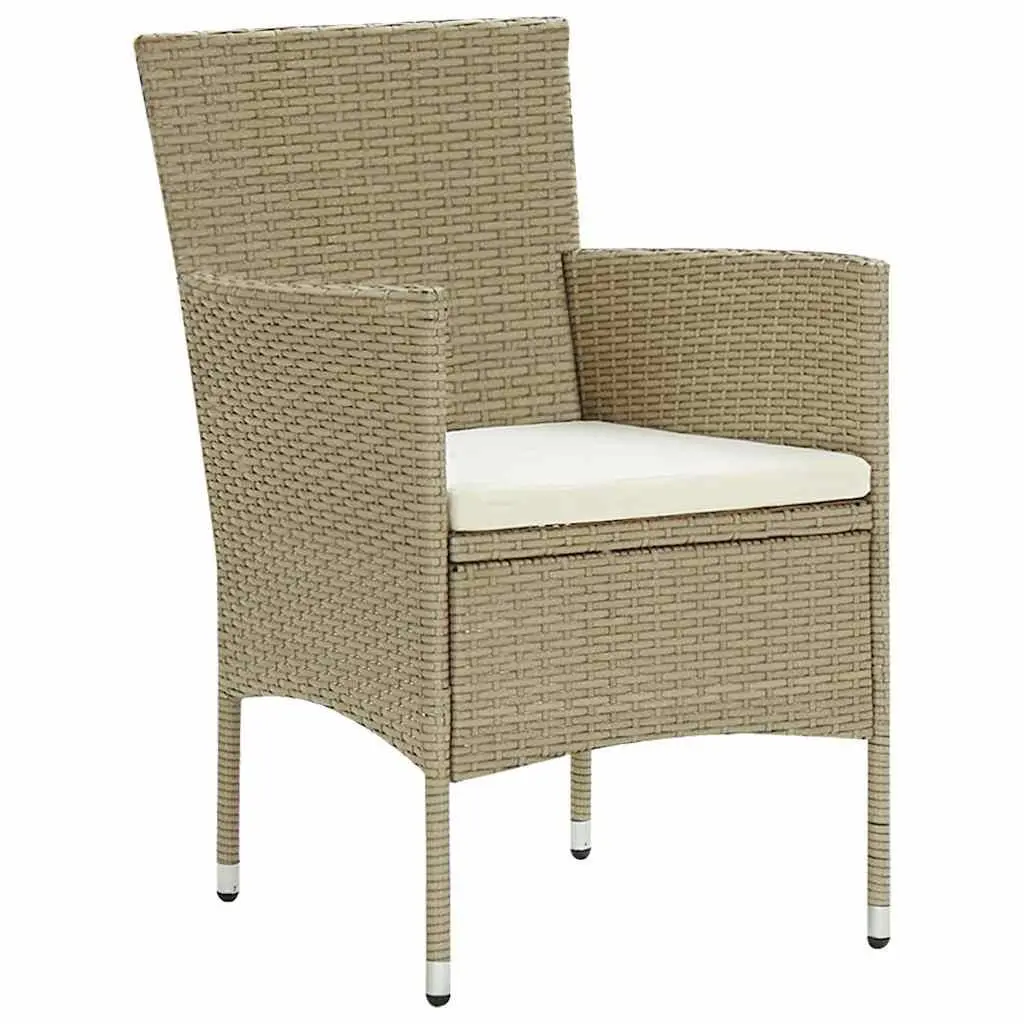 Garden Dining Set 7 Piece Outdoor Table Chairs Poly Rattan Beige