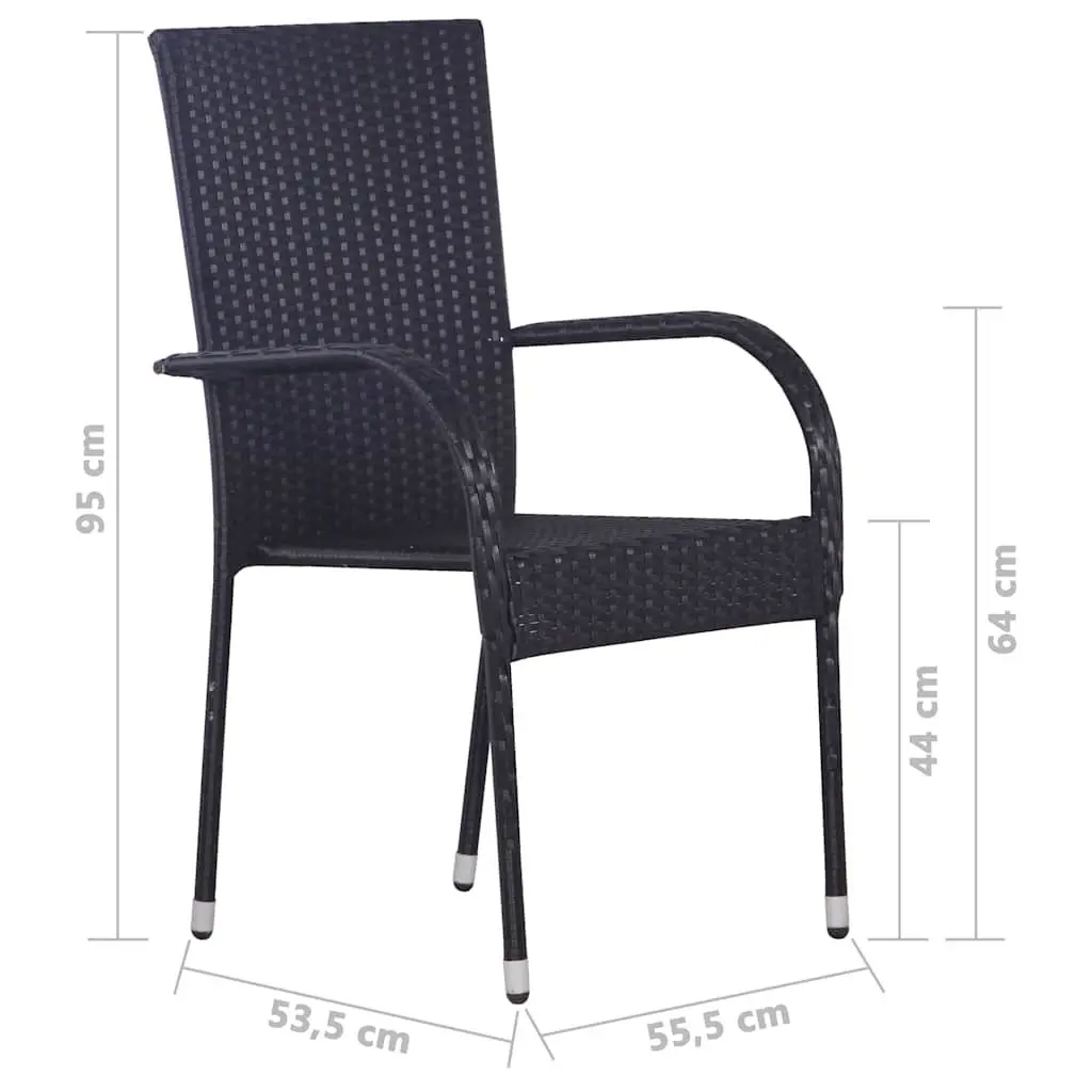 7 Piece Garden Dining Set Outdoor Patio Table Chairs PE Rattan Black