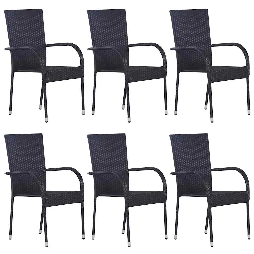 7 Piece Garden Dining Set Outdoor Patio Table Chairs PE Rattan Black