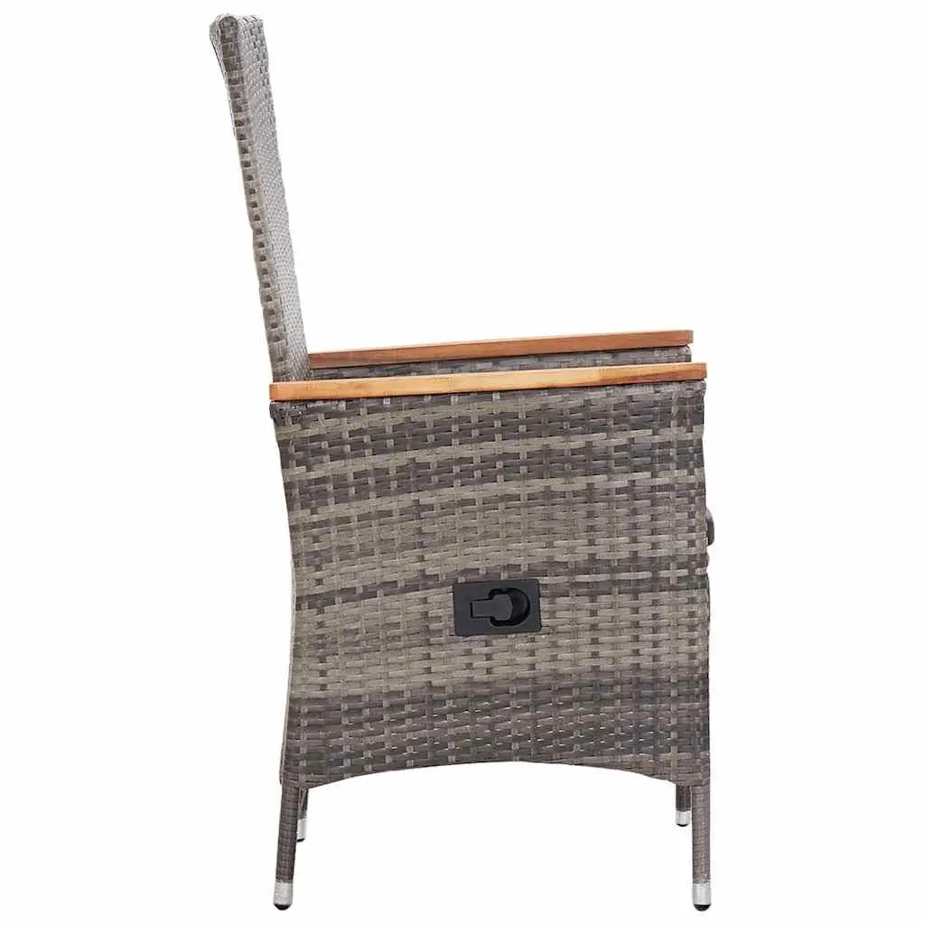 Garden Dining Set 7 Piece Outdoor Furniture Poly Rattan Steel Frame Acacia Wood