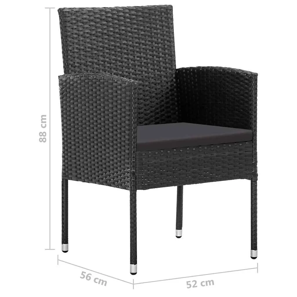 Outdoor Garden Dining Set 7 Piece Black Poly Rattan Chairs Table Patio Furniture