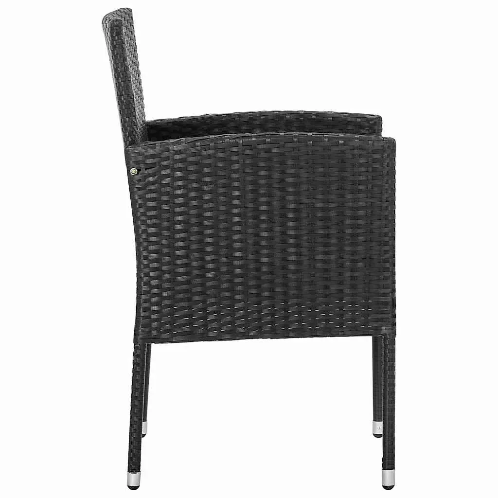 Outdoor Garden Dining Set 7 Piece Black Poly Rattan Chairs Table Patio Furniture