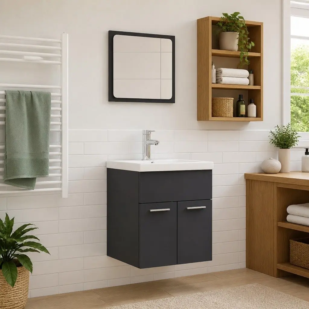 Grey Sink Cabinet Set