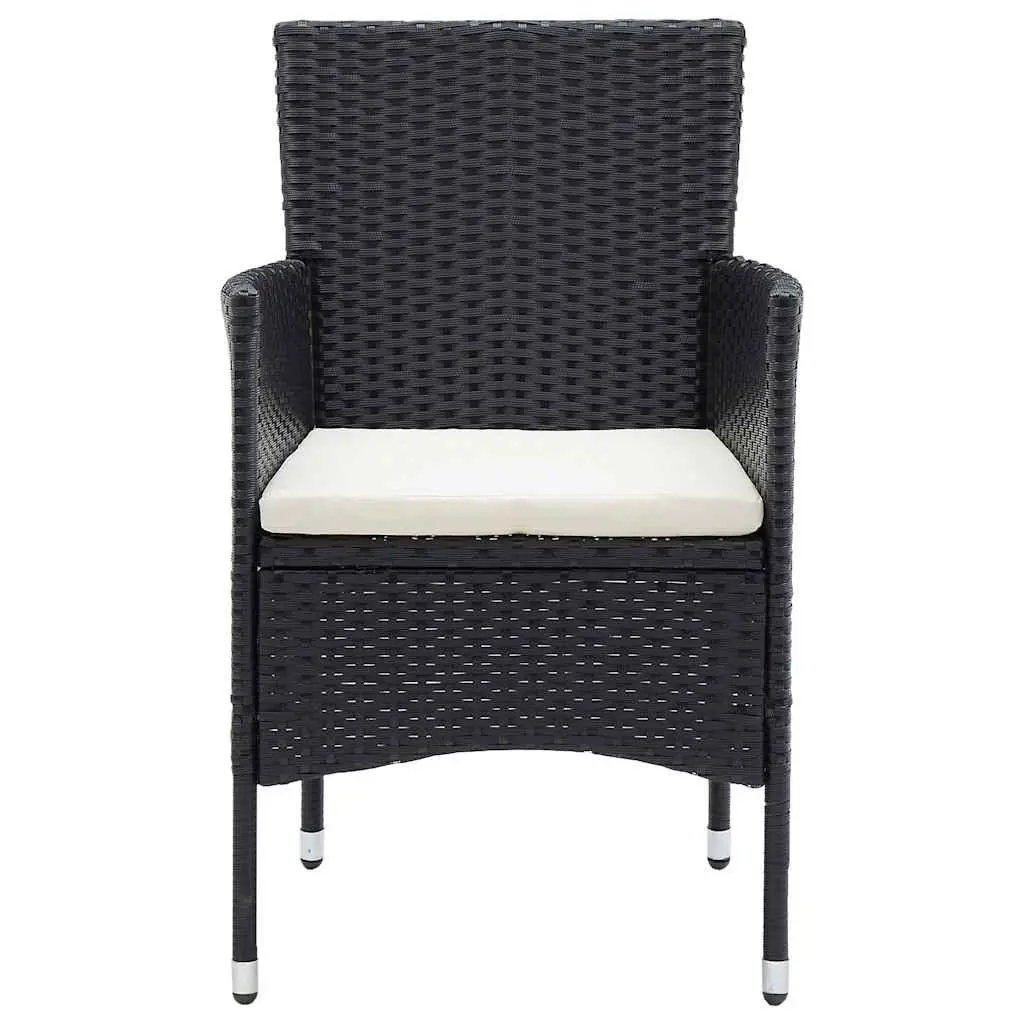 Garden Dining Set 5 Piece Outdoor Furniture Black Table Chairs Rattan Cushioned