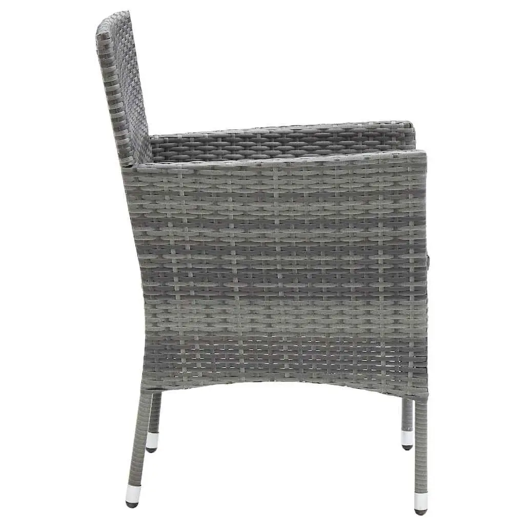 Outdoor Dining Set 5 Piece Grey Acacia Wood Table Rattan Chairs with Cushions