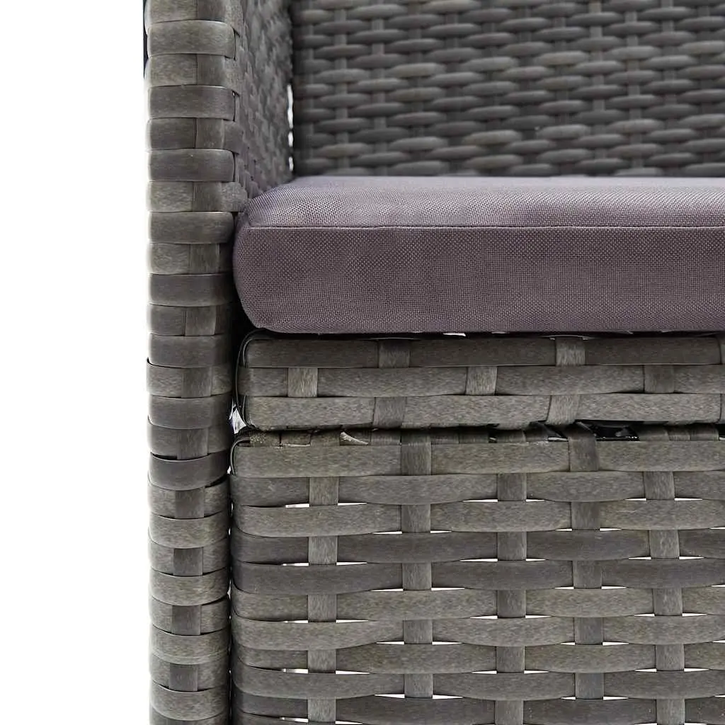 Garden Dining Set Grey Rattan Cushioned 5 Piece