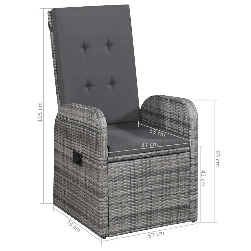 Garden Dining Set Grey Rattan Steel Frame 5 Piece