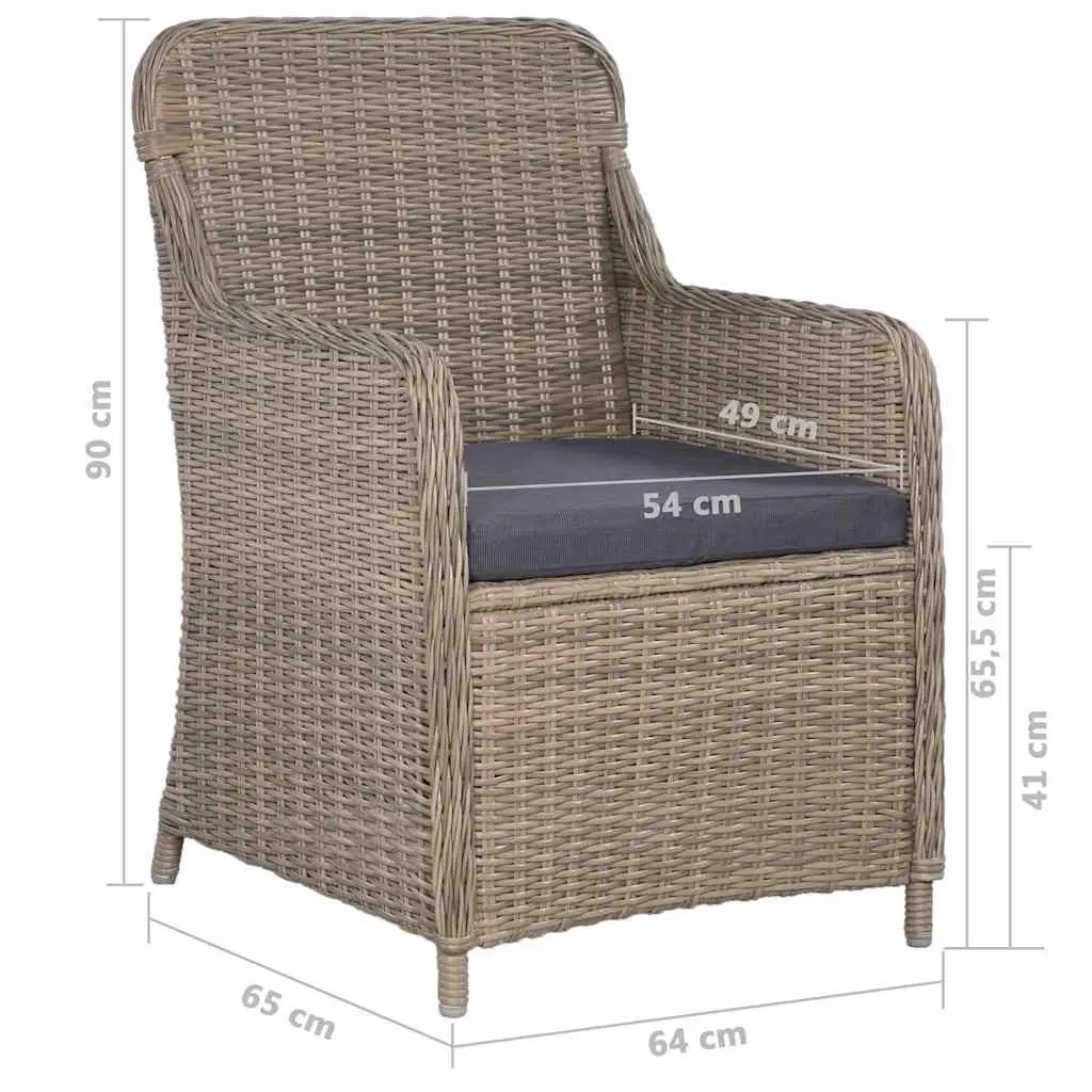 5 Piece Garden Dining Set Outdoor Acacia Wood Table Steel Frame Rattan Chairs Brown