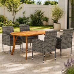 5 Piece Garden Dining Set Anthracite Outdoor Table Chairs Patio Furniture