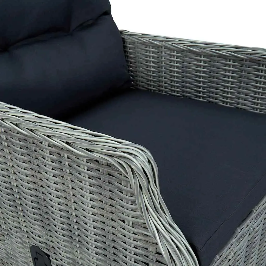 Garden Dining Set 5 Piece Outdoor Table Chairs Grey Acacia Wood PE Rattan