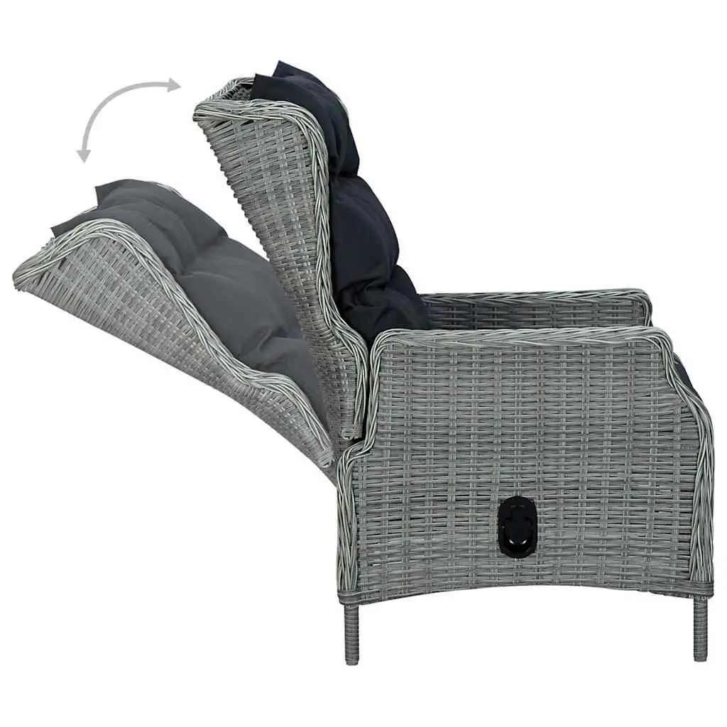 Garden Dining Set 5 Piece Outdoor Table Chairs Grey Acacia Wood PE Rattan