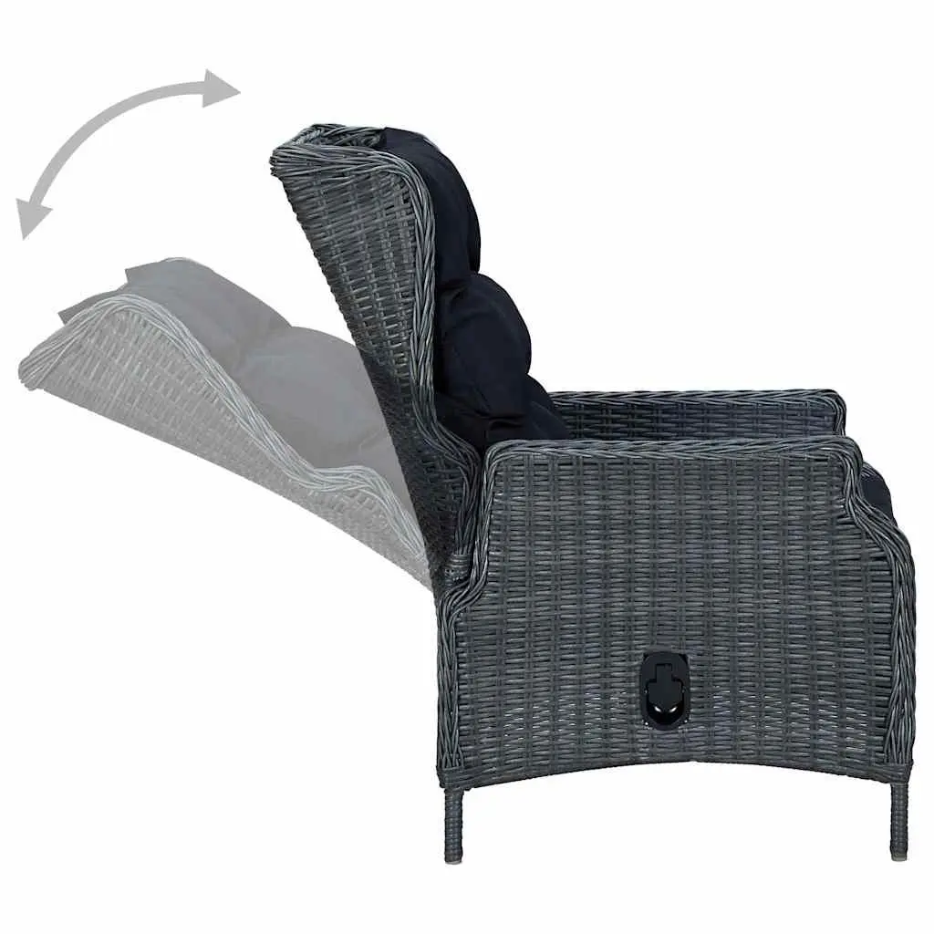Garden Dining Set 7 Piece Outdoor Furniture Table Chairs Grey Rattan Acacia