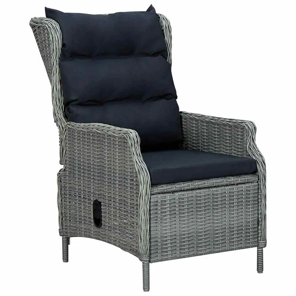 Garden Dining Set 7 Piece Grey Rattan Chairs Acacia Wood Table Outdoor Furniture