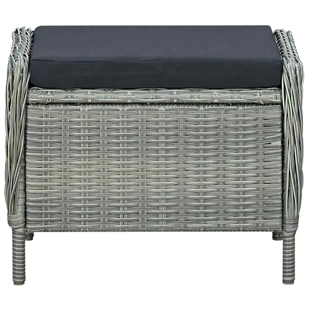Garden Dining Set 7 Piece Grey Rattan Chairs Acacia Wood Table Outdoor Furniture