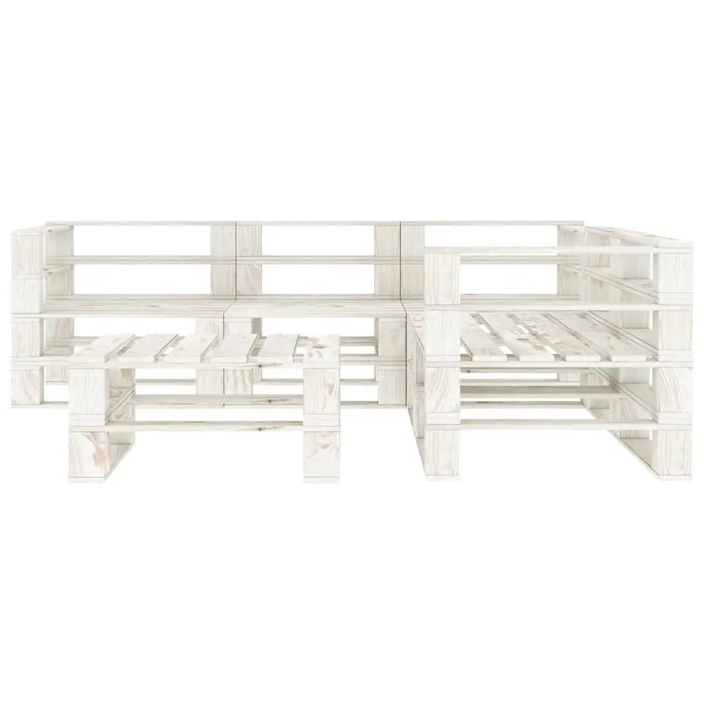 Garden Pallet Lounge Set 6 Piece Wooden Outdoor Furniture White